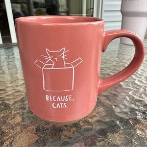 Because Cats Coffee Mug Pet Shop Fringe Studio Mauve Stoneware Cat in a Box